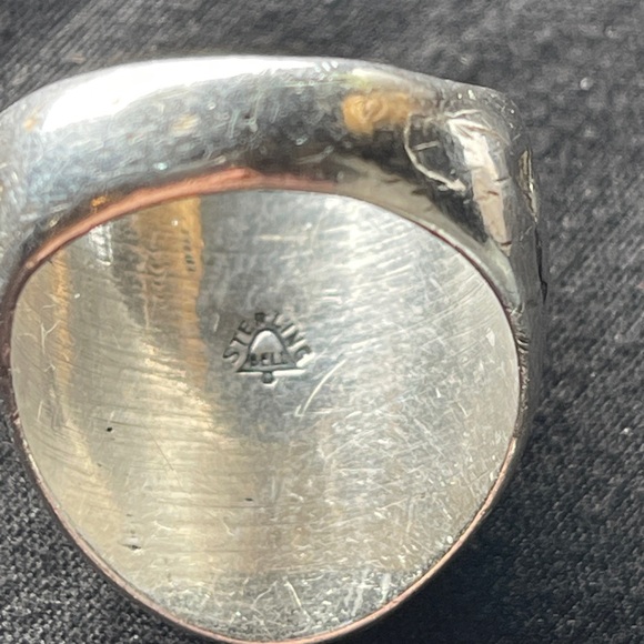 Vintage Petrified Wood Sterling Silver Ring - Picture 5 of 9